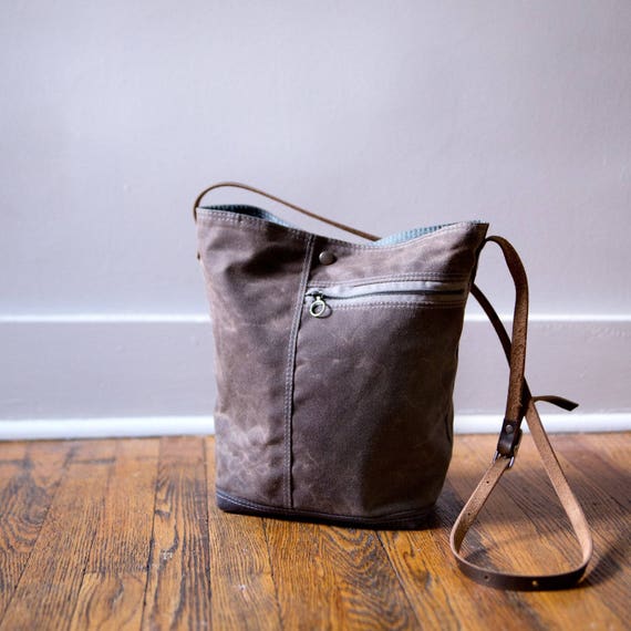 Brown Waxed Canvas Tote by Moot