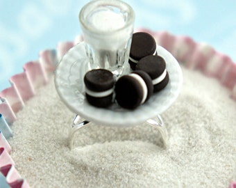 oreos and milk ring-cookies ring, miniature food ring