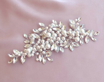 Copricapo da sposa perla e cristallo, copricapo, sposa, capelli sposa accessori, perla nuziale parrucchino updo nuziale accessorio