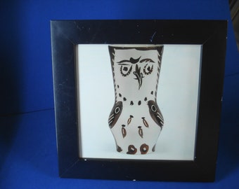 Picasso Framed Print of a 18,500 Dollar Madoura Edition Ceramic Owl Vase Brown Black Chouette marron/noir