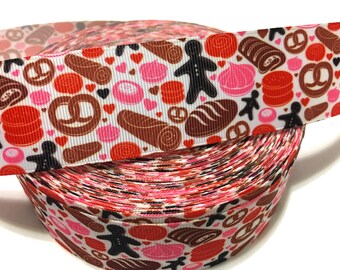 Bread Ribbon, Bread Grosgrain Ribbon, Pastries Ribbon, Pastries Decor, Pretzels Ribbon, Cake Ribbon, Cakes Decor, Bakeshop Ribbon