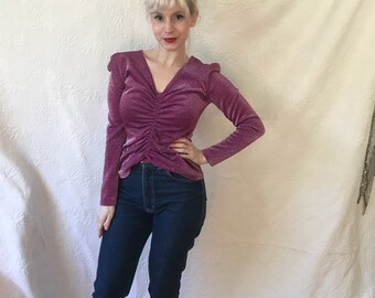 1970s Purple lurex gathered top