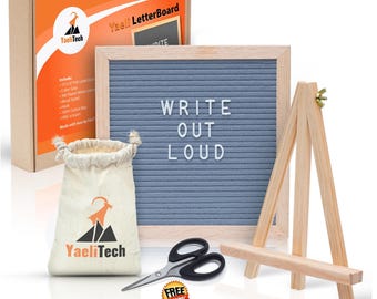 Limited Time Offer! ONLY 28.91 + Free Shipping! 10x10 Hand Made Gray Felt Changeable Letter Board with 360 letters, stand and more!