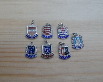 Vintage Silver Enamel Coat Arms Shield Charm Pendant