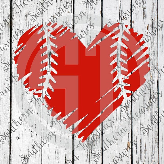 Baseball Heart Distressed Editable vector Cut File .eps .ai