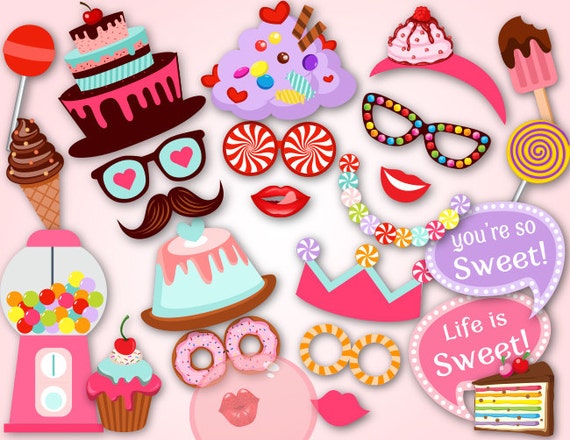 Digital Sweet Shoppe Photo Booth Props Printable Candy Party