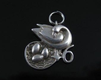 Sterling Silver 6 Geese a Laying Charm - 6th Day of Christmas