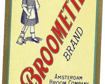 Broomette Brand Vintage Broom Label, 1940s