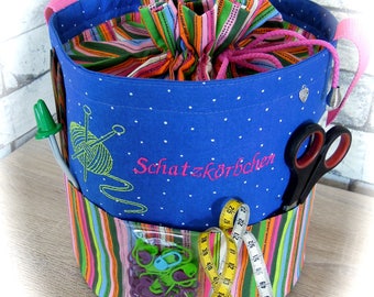 Knitting bag, handmade bag, handmade basket, knitting basket, storage, crochet bag, knitting needles, crochet hooks, Baskets, project bag