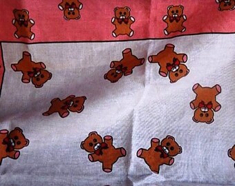 Teddy Bear Scarf, Pink White Scarf, Bear Scarf, Teddy Bears Scarf, Cute Hipster Scarf, Kids Scarf, Kids Bandanna, Teddy Bear Bandanna