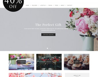 40% OFF! Elegance - WordPress Blog Theme - Feminine WordPress theme - Responsive WordPress theme - Website template