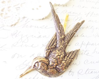 Ox Brass Sparrow Bobby Pin - Swallow Hair Pin - Woodland Hair - Wedding Hair Accessory - Bridal Hair Pin - Bird Hair Accessory - Take Flight