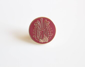 Lyre Bird Pin / Red Enamel Pin / Red Bird Pin