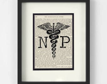 Nurse Practitioner, NP Graduation Gift - NP over Vintage Medical Book Page - Nurse Practitioner Gift, Nurse Practitioner Graduation Gift
