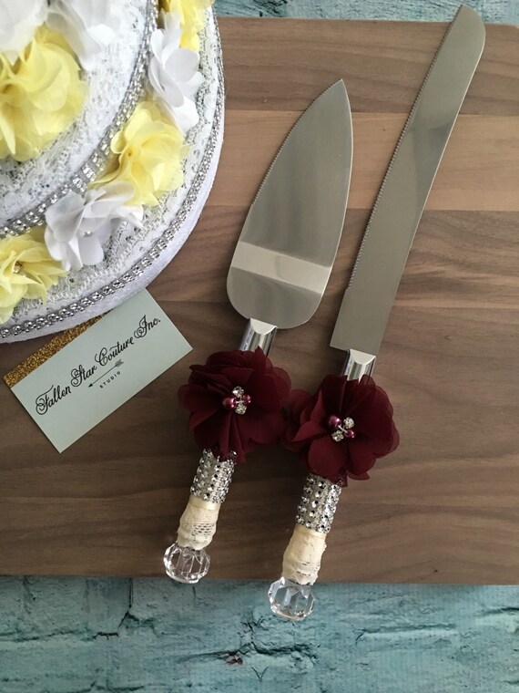 WINE Wedding cake knife set / burlap knife set / cake cutting