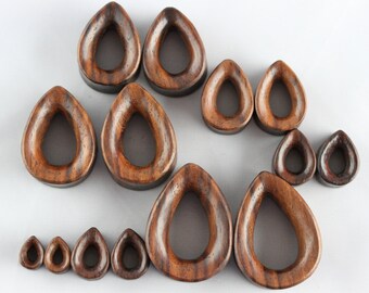 Tunnel Stretch Teardrop plugs - Sono Wooden Tunnel Plugs - Wood Sono tear drop tunnels - PA37