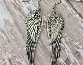 Silver Wing Earrings - Wing Earrings - Angel Wing Earrings - Silver Earrings - Christian Earrings - Stocking Stuffers - Women's Earrings