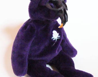 Purple Skull Teddy ~ Rogue Taxidermy ~ Weird Art Doll