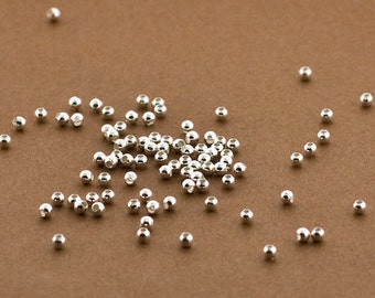 2mm Sterling Silver Beads, 100PCS, Sterling Silver 2mm Round Seamless Smooth Beads - Silver 2mm Beads