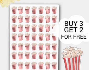 Popcorn Stickers, Popcorn Kawaii, Popcorn Planner Stickers