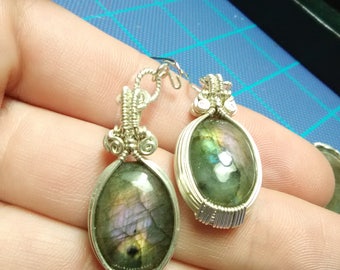 Silver Labradorite Earrings