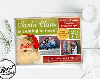 Vintage Santa Vintage Christmas Photo Card - DIY Printing or Professional Prints with Speedy shipping!