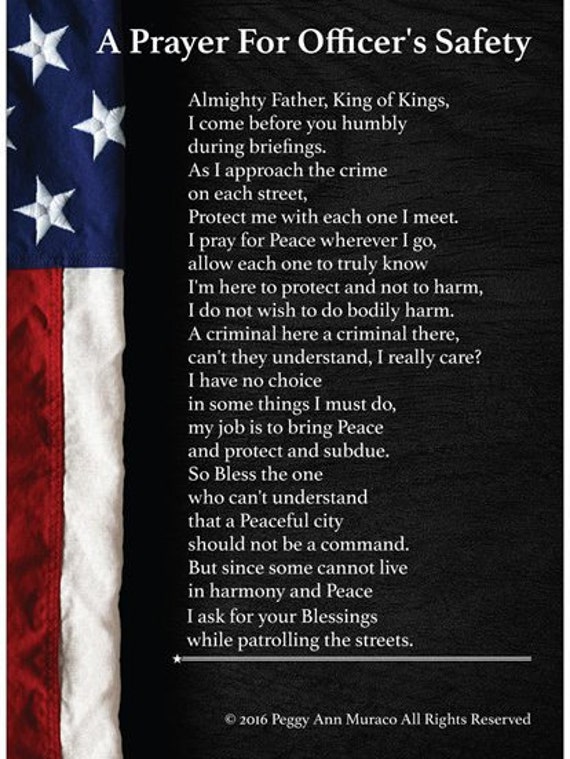 law enforcement police officer poster prayer for protection