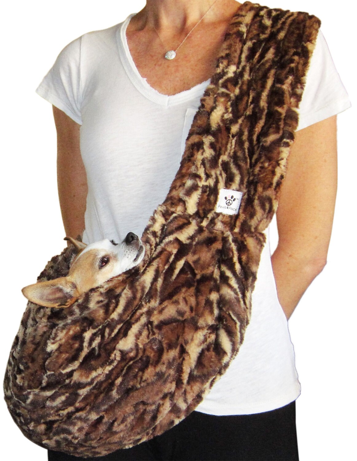 Dog SlingLeopard Faux Fur
