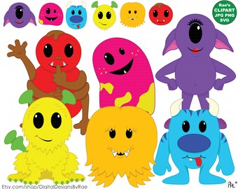 Merry Monsters digital clipart set