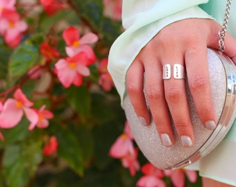 Silver Hand Stamped Ring/ Hand stamped jewelry/ LOVE LIFE Wide silver band, cuff ring