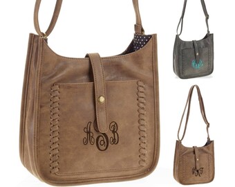 Personalized Monogram Chic Crossbody Tote bag, Stylish Boho Crossbody, Faux leather Crossbody purse, Monogrammed Handbags and Purses