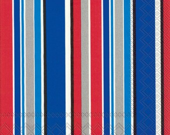 Striped NAPKINS, Patriotic Napkins, Red White Blue Napkins, Stripe Napkins, All Occasion Napkins, Chelsea Stripe Blue, IHR Napkins