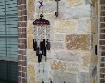 Shades of Purple, Vintage top, hand cut glass, glass beads
