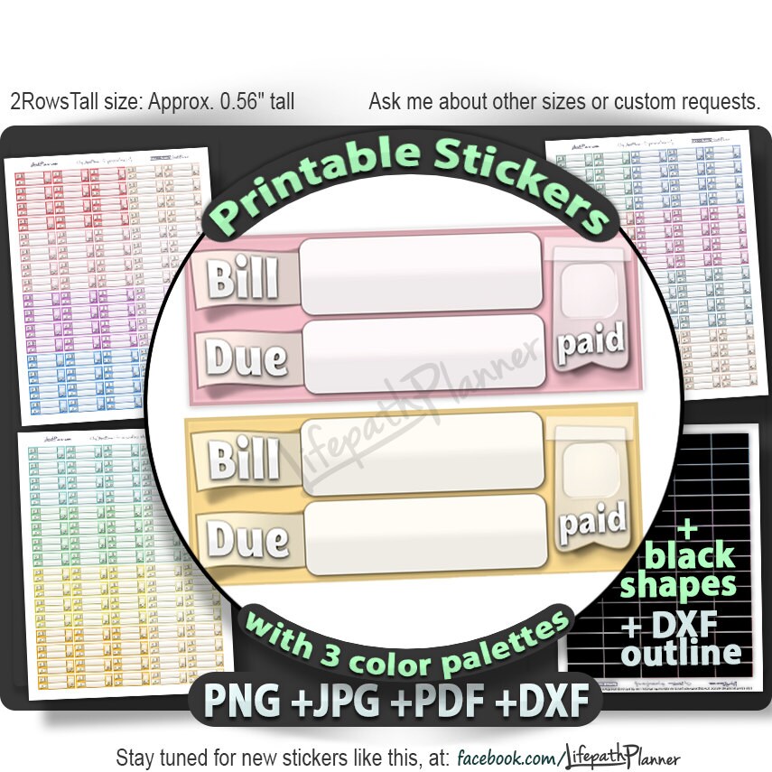 Bill due stickers printable bill due planner stickers bill due