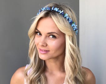 Wedding set Mommy and me Flower crown Blue flower crown wedding floral crown Bridal hair wreath Floral headband Flower girl Photoprops Baby