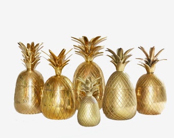 Solid Brass Pineapple Pineapple Container Pineapple Figure Pineapple Bar Wedding Pineapples Coastal Living Pineapples