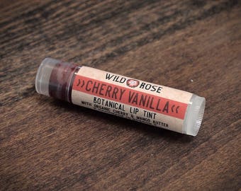 Red Lip Tint Natural CHERRY VANILLA Organic Makeup Mica Free .15 oz For Her stocking stuffer