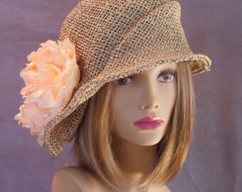Sophia, seagrass side drape millinery hat, womens straw cloche hat