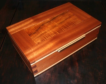 Curly Koa and Mahogany Dovetailed Jewelry Box