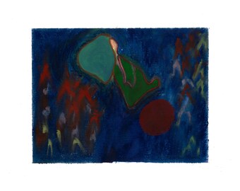 Midnight blue with red balloon