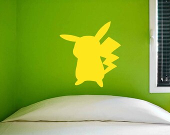 Custom Pikachu Vinyl Wall Art Decal - Children's Pikachu Vinyl Decal, Pikachu Children's Wall Art Vinyl, Pikachu Vinyl Wall Decal, 15x16