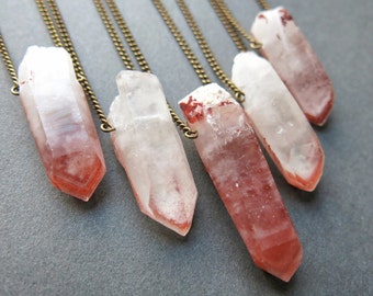 Raw Crystal Necklace - Lithium Quartz Necklace - Boho Crystal Pendant - Raw Quartz Necklace- Long Crystal Necklace- Phantom Quartz Necklace