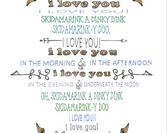 Skidamarink: Hand-Painted Watercolor Song Lyric Digital Download 16"x20"