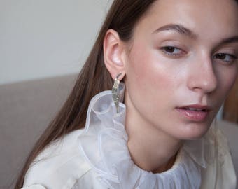 novelty stretching woman sterling silver earrings / statement earrings / novelty unique earrings / 1703a