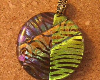 Brown Dichroic Pendant - Fused Glass Pendant - Dichroic Jewelry - Glass Pendant - Glass Jewelry - Dichroic Necklace -