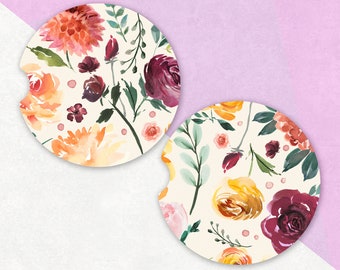 Car Coaster | Rose Car Coasters, Sandstone Car Coaster, Floral Car Coaster, Gifts for Her, Beverage Coaster, Aesthetic, Flower Car Coaster