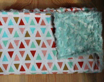 Baby Girl Blanket-Infant Blanket-Triangle Blanket-Cute Baby Girl Blanket-Baby Shower Gift-Baby Girl Gift-Nursery Blanket-Faux Fur Blanket