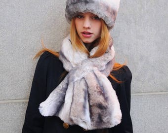 Tissavel Faux Fur Scarf in Light Chinchilla