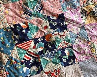 Vintage feedsack quilt top