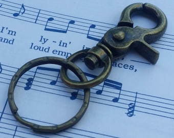 Bronze Swivel Clip - 20 pc - Key Chain - Antique Bronze - Split Ring - Iron - Bronze Snap hook - Lanyard Kit